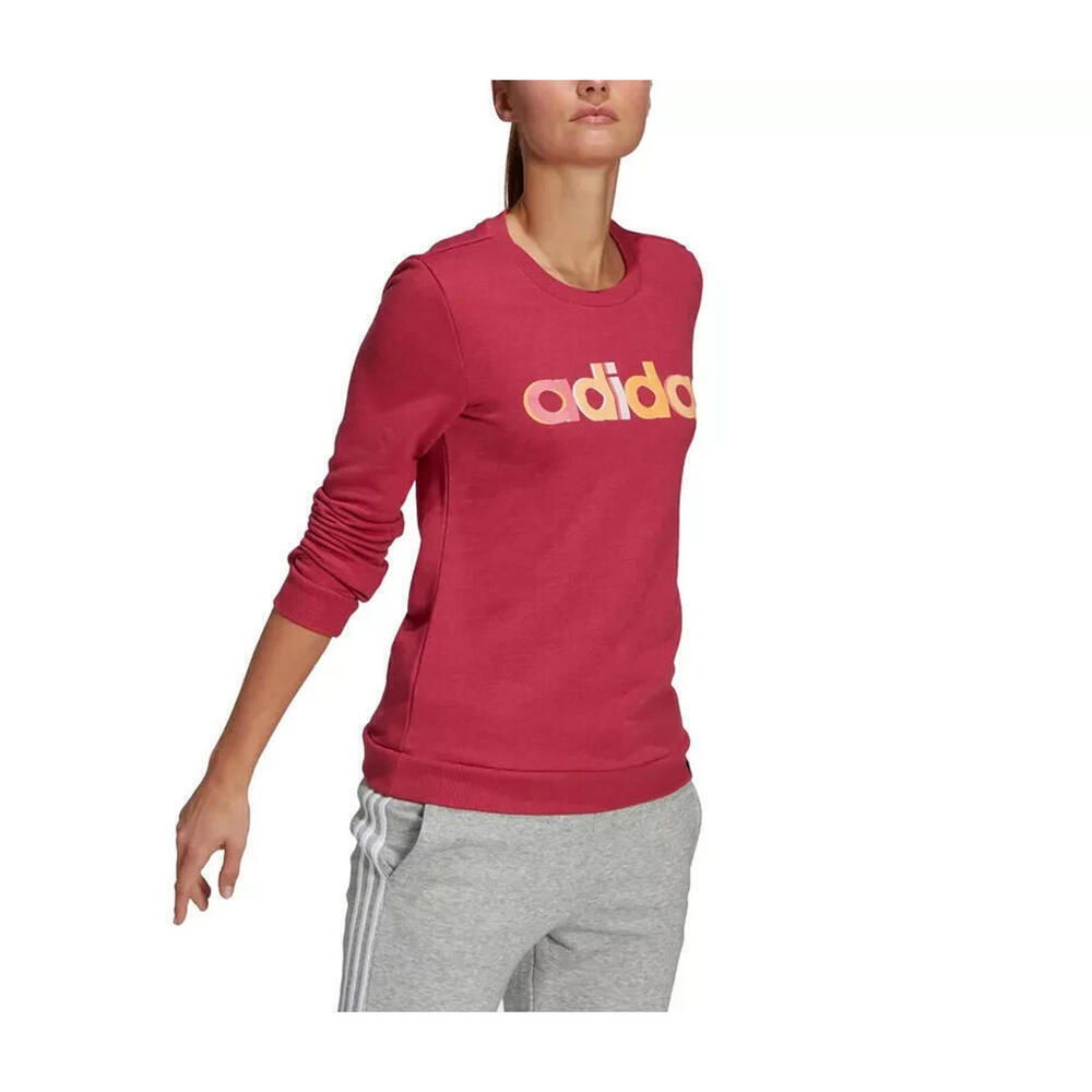 New Adidas Women's Multi-Color Logo Long Sleeve Top, Color: Wild Pink, Size: M - Picture 2 of 5